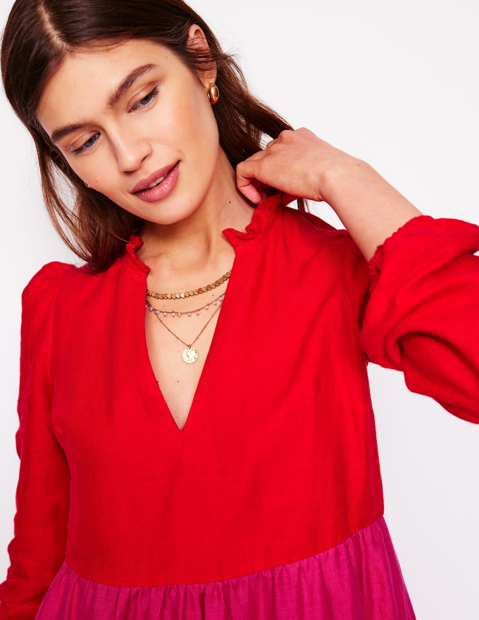 Esme Linen Mini Dress-Colourblock