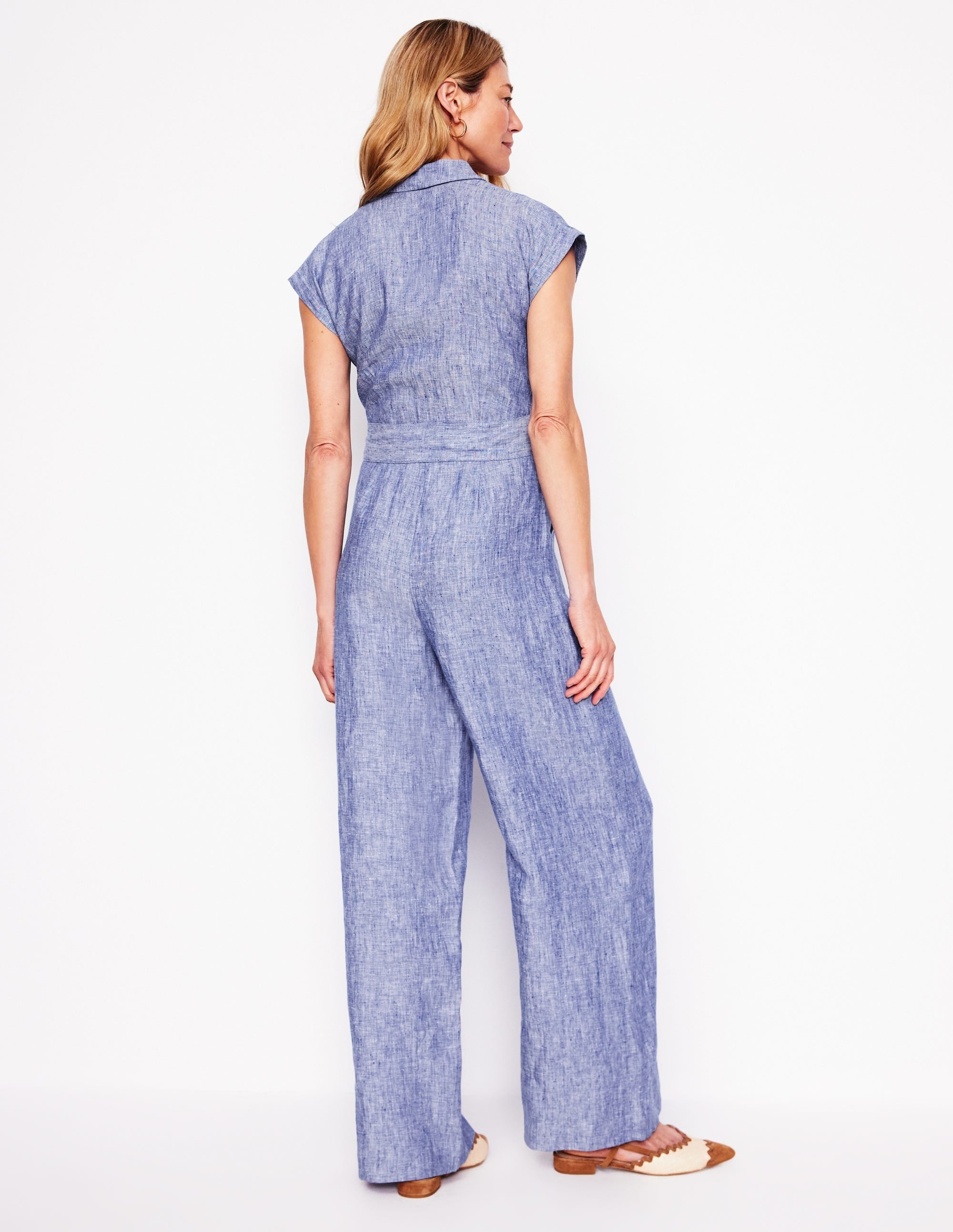 Colette Linen Jumpsuit-Authentic Blue Chambray