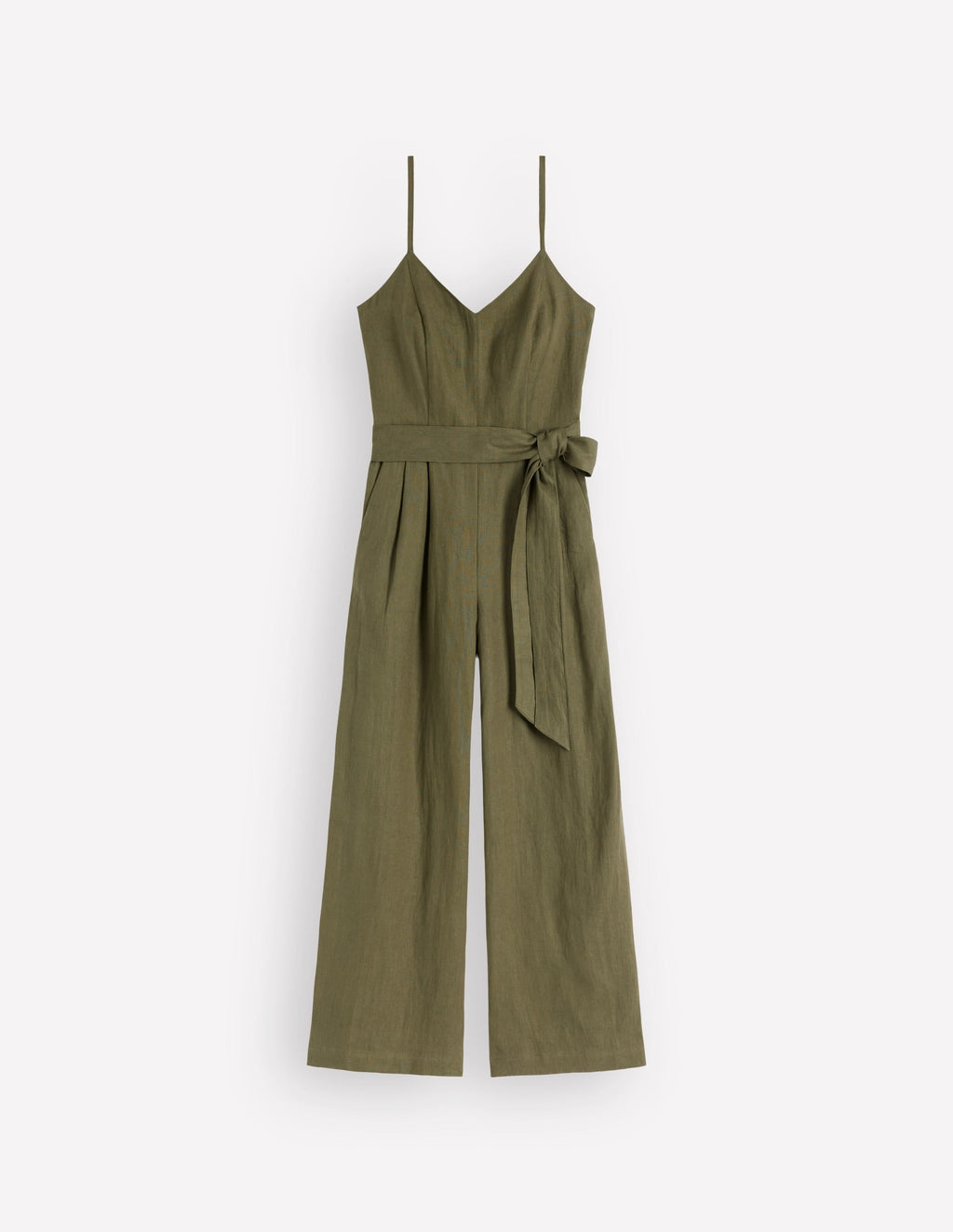 Strappy Linen Jumpsuit-Winter Moss