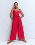 Strappy Linen Jumpsuit-Salsa
