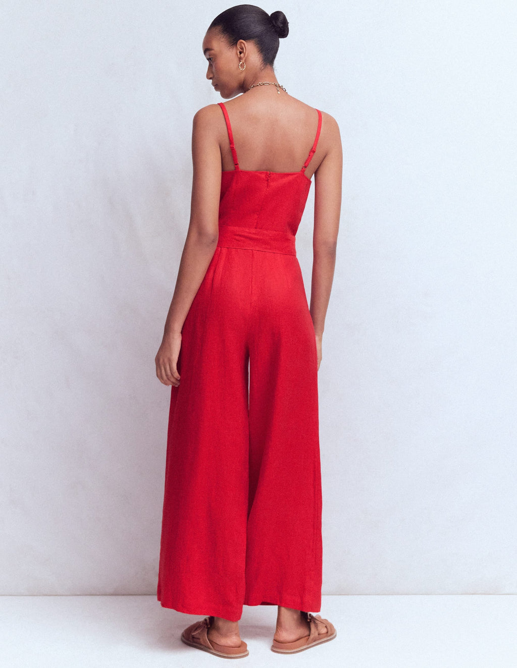 Strappy Linen Jumpsuit-Salsa