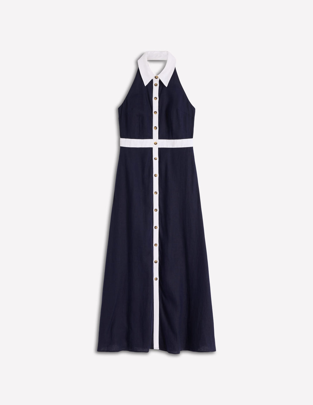 Eva Halter Linen Maxi Dress-Navy Ivory