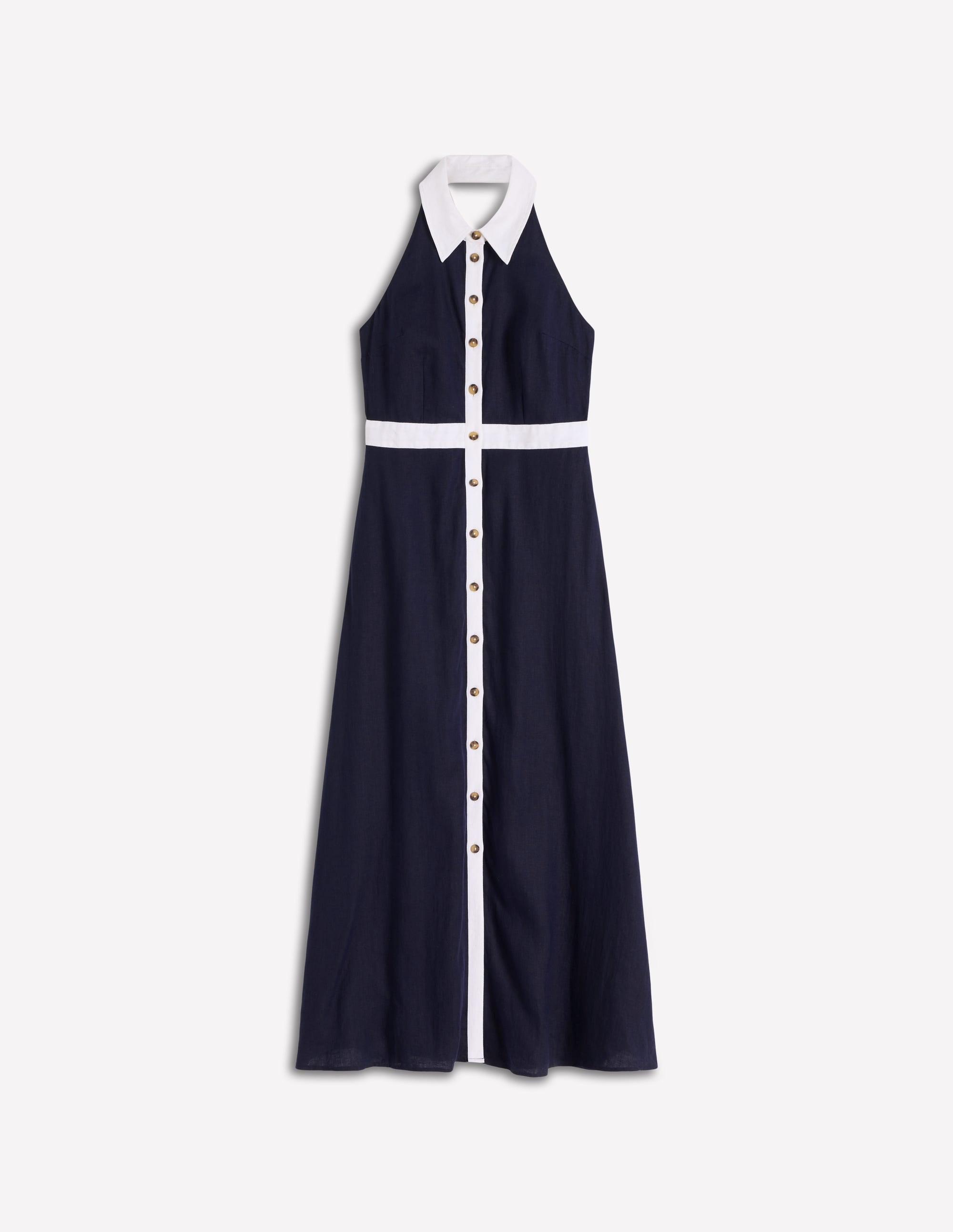 Eva Halter Linen Maxi Dress-Navy Ivory