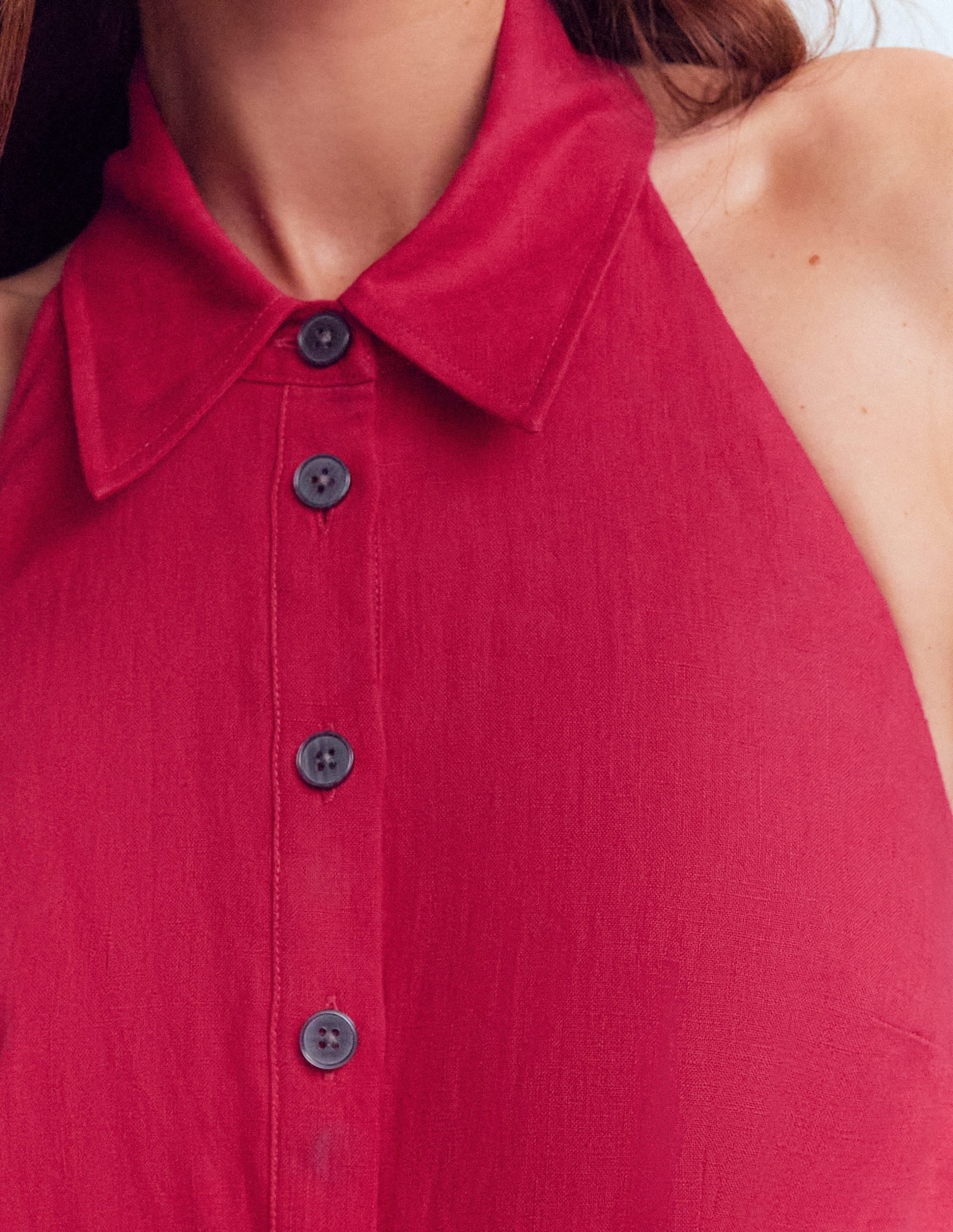 Eva Halter Linen Maxi Dress-Pomegranate