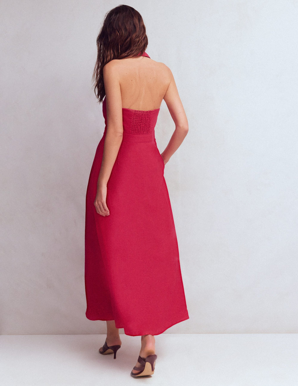 Eva Halter Linen Maxi Dress-Pomegranate
